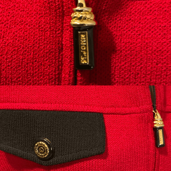 St. John Knit Jacket Red Black - Picture 9 of 10